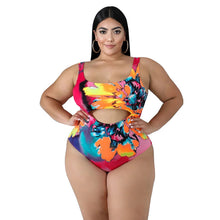 Load image into Gallery viewer, Plus Size Swimsuit One-piece Skirt Print Plus Size Swimsuit
