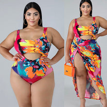 Load image into Gallery viewer, Plus Size Swimsuit One-piece Skirt Print Plus Size Swimsuit
