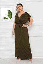 Load image into Gallery viewer, Plus Tie Waist Wrap Top Maxi Dress
