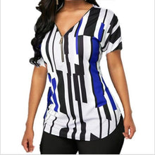 Load image into Gallery viewer, V-neck printed short-sleeved zip top
