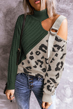 Load image into Gallery viewer, Leopard  Block Turtleneck Sweater
