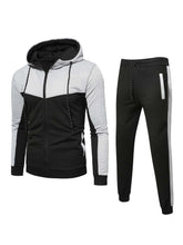 Load image into Gallery viewer, Men Two Tone Zip Up Hoodie With Joggers
