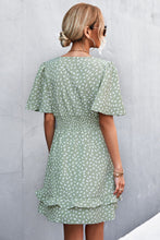 Load image into Gallery viewer, Printed Smocked Waist Layered Surplice Dress
