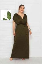 Load image into Gallery viewer, Plus Tie Waist Wrap Top Maxi Dress
