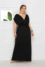 Load image into Gallery viewer, Plus Tie Waist Wrap Top Maxi Dress
