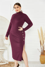 Load image into Gallery viewer, Plus Size Split Button Sweater Dress
