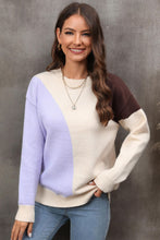 Load image into Gallery viewer, Color Block Ribbed Cuff Drop Shoulder Sweater
