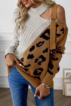 Load image into Gallery viewer, Leopard  Block Turtleneck Sweater
