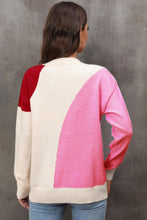 Load image into Gallery viewer, Color Block Ribbed Cuff Drop Shoulder Sweater
