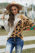 Load image into Gallery viewer, Leopard  Block Turtleneck Sweater
