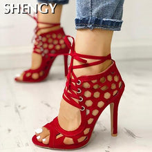 Load image into Gallery viewer, Women&#39;s Sandals Fine High-heeled Fashion 2022 Casual Fighter High Heels Women&#39;s Shoes Summer Cross Strap Sandals
