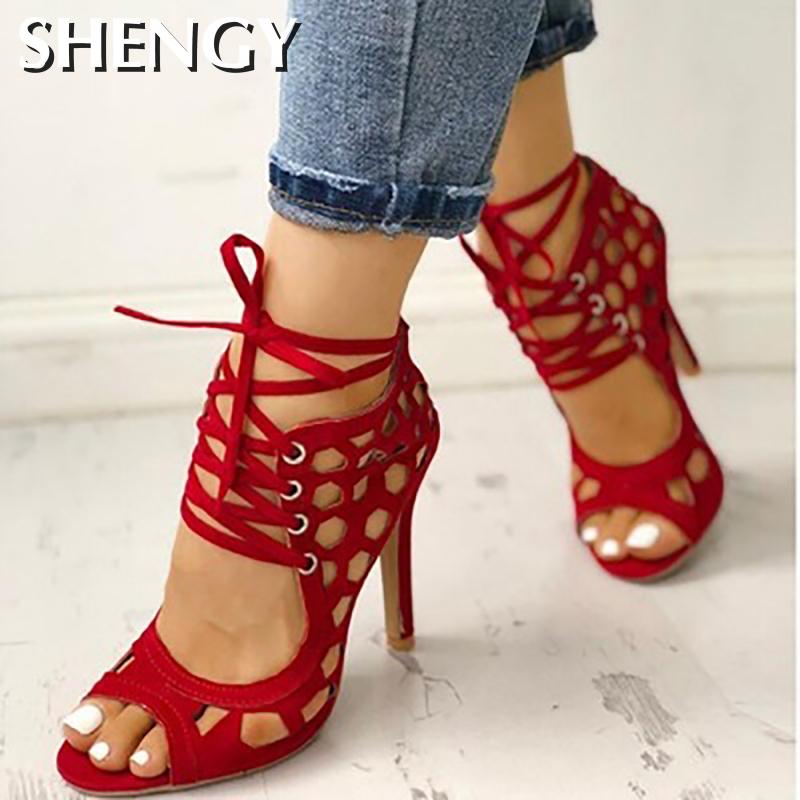 Women's Sandals Fine High-heeled Fashion 2022 Casual Fighter High Heels Women's Shoes Summer Cross Strap Sandals