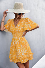 Load image into Gallery viewer, Printed Smocked Waist Layered Surplice Dress
