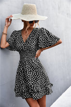 Load image into Gallery viewer, Printed Smocked Waist Layered Surplice Dress
