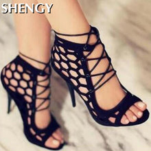 Load image into Gallery viewer, Women&#39;s Sandals Fine High-heeled Fashion 2022 Casual Fighter High Heels Women&#39;s Shoes Summer Cross Strap Sandals
