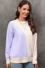 Load image into Gallery viewer, Color Block Ribbed Cuff Drop Shoulder Sweater
