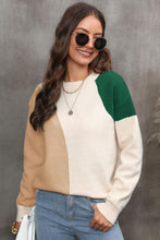 Load image into Gallery viewer, Color Block Ribbed Cuff Drop Shoulder Sweater
