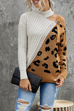 Load image into Gallery viewer, Leopard  Block Turtleneck Sweater
