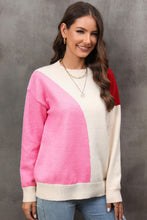 Load image into Gallery viewer, Color Block Ribbed Cuff Drop Shoulder Sweater
