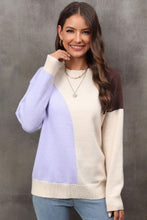 Load image into Gallery viewer, Color Block Ribbed Cuff Drop Shoulder Sweater
