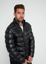 Load image into Gallery viewer, Men&#39;s Crimson Black Puffer Winter Down Leather Jacket With Fur
