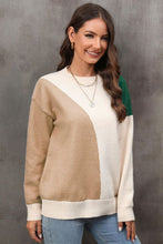 Load image into Gallery viewer, Color Block Ribbed Cuff Drop Shoulder Sweater
