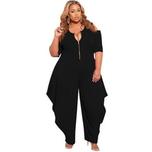 Load image into Gallery viewer, Plus Size Jumpsuit Loose Hollow Out Sleeve Zip Up
