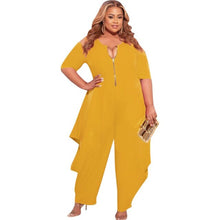 Load image into Gallery viewer, Plus Size Jumpsuit Loose Hollow Out Sleeve Zip Up
